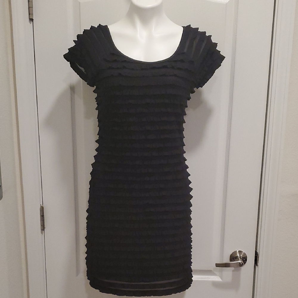 Connected Apparel Black Textured Mini Dress